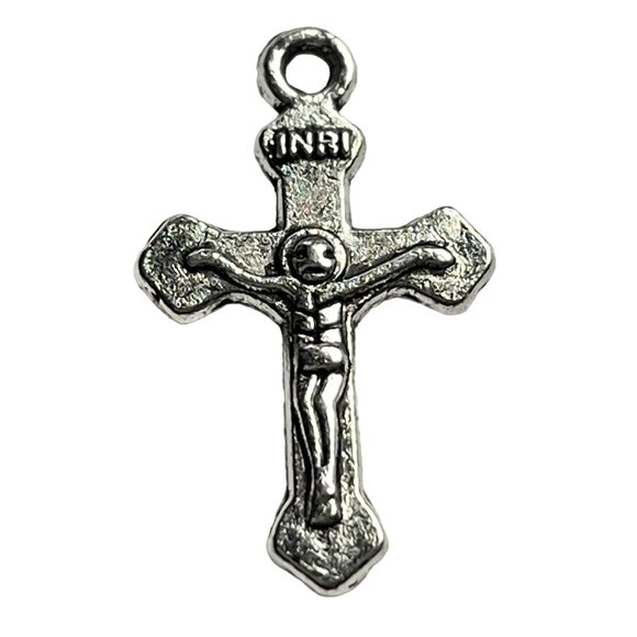 Crucifix Jesus Pendant Silver Tone Charm Bracelet Necklace  Jewelry Craft Dangle - Picture 2 of 2